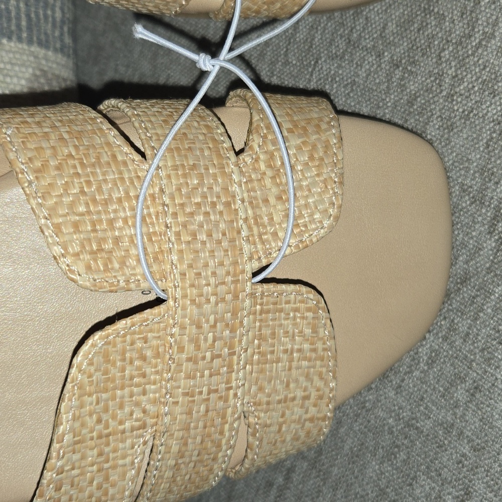 Serra Tan Woven Slide Sandals - Picture 2 of 5